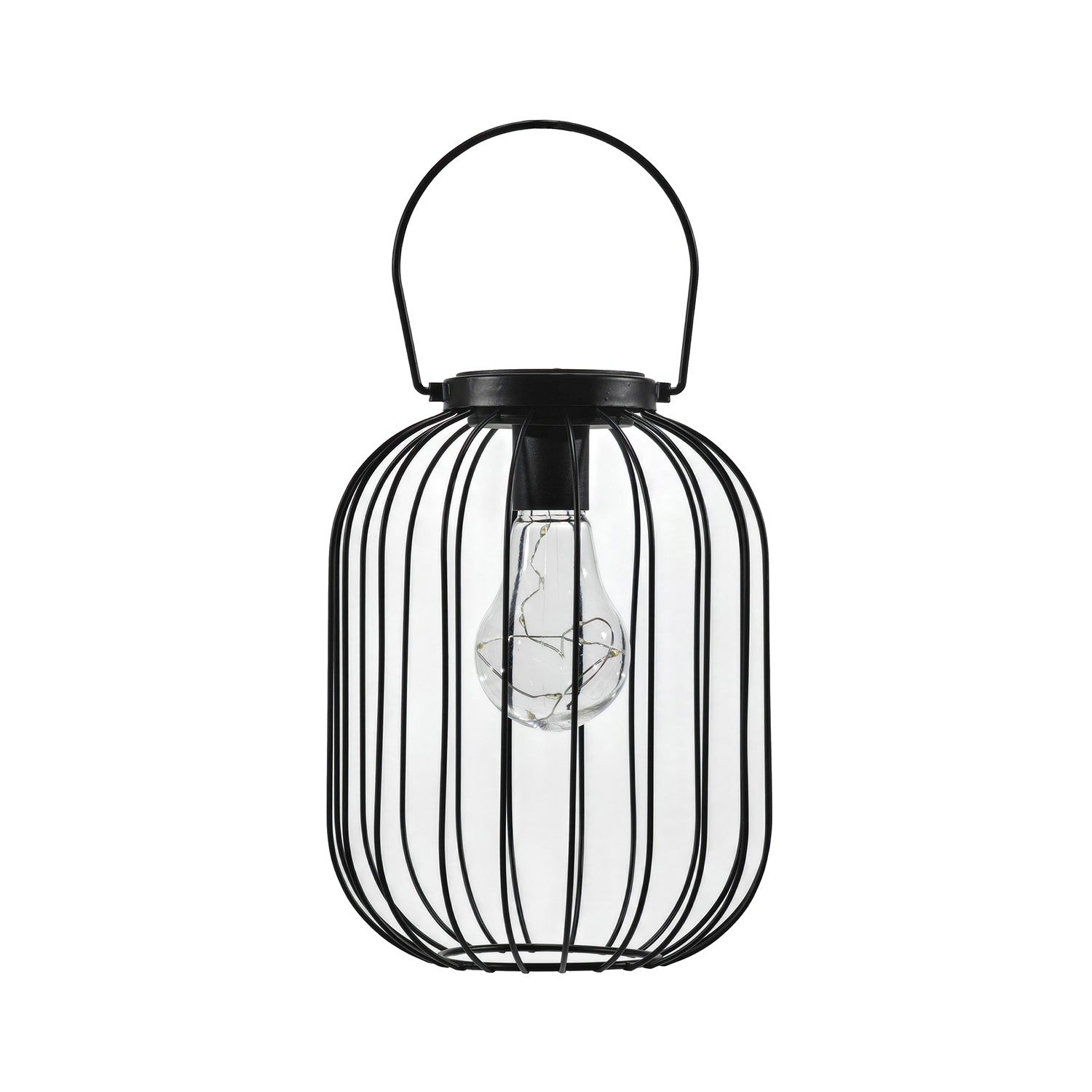 DICTROLUX - Lanterna Solare Led Nera - altezza 22 cm diametro 16 cm